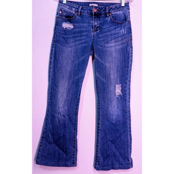 Dear John Women's Size 27 (29x26) Backstage Flare Dark Distressed Jeans (557) - Picture 1 of 3